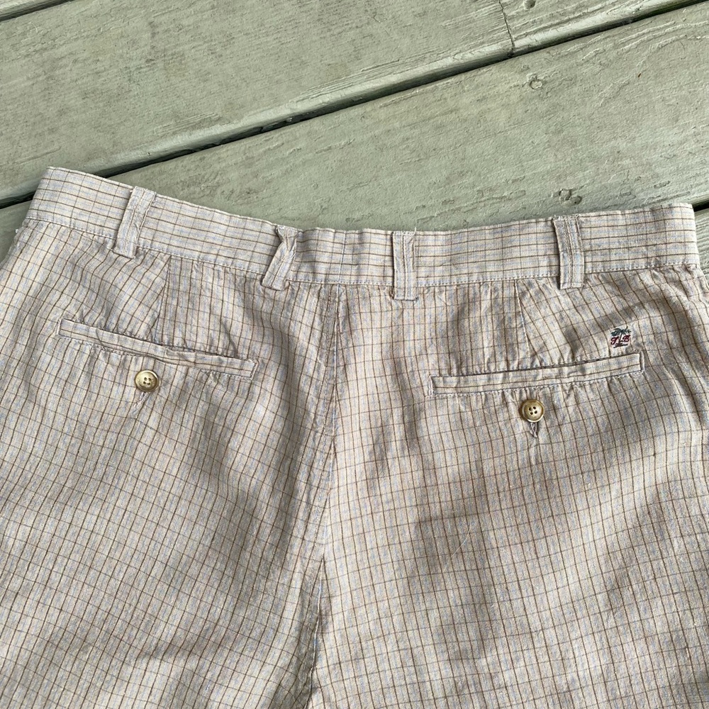 Tommy Bahama - Mens cream/blue/brown checkered LINEN/SILK high rise shorts, 36 - Picture 6 of 8